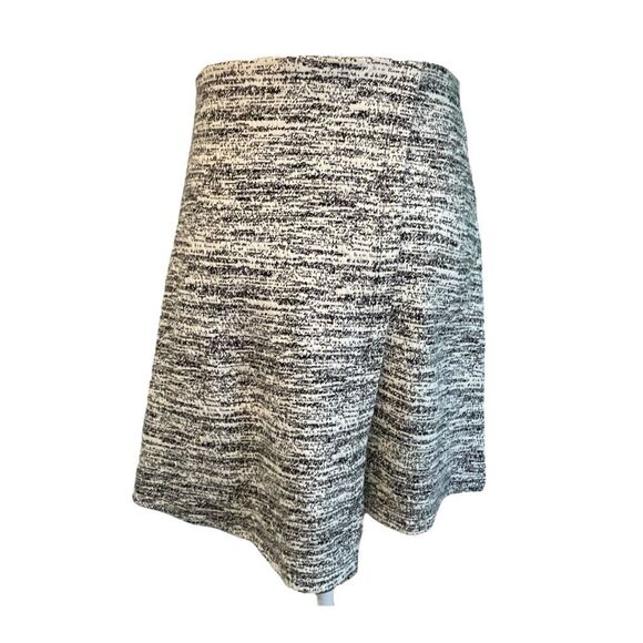 Halogen Asymmetric Mini Skirt Heather Black White Knit Print Pattern XXS - Picture 1 of 6